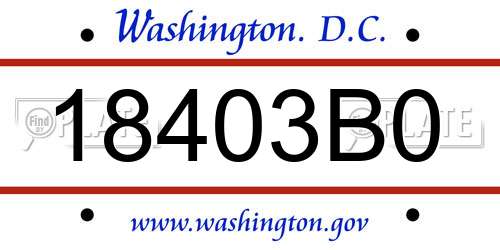 18403B0 District Of Columbia License Plate