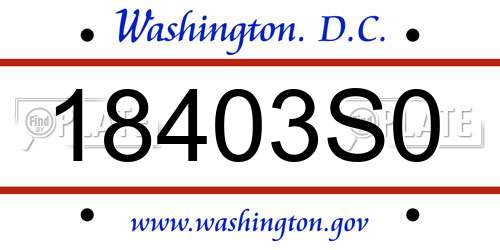 18403S0 District Of Columbia License Plate