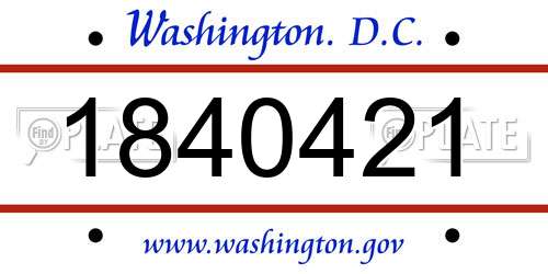 1840421 District Of Columbia License Plate