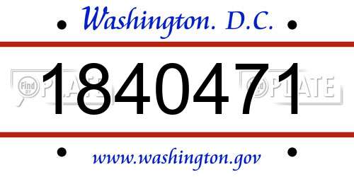 1840471 District Of Columbia License Plate
