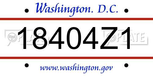 18404Z1 District Of Columbia License Plate