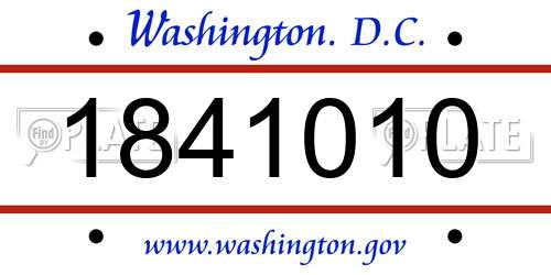 1841010 District Of Columbia License Plate