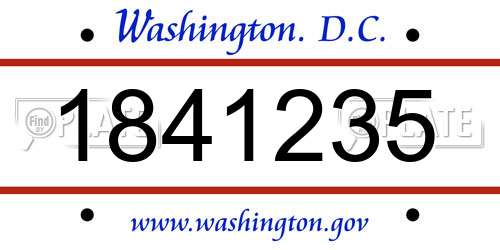 1841235 District Of Columbia License Plate