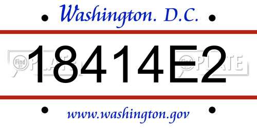18414E2 District Of Columbia License Plate