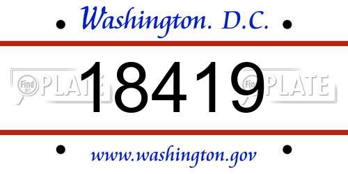18419 District Of Columbia License Plate