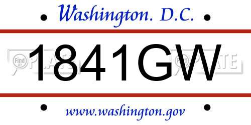 1841GW District Of Columbia License Plate