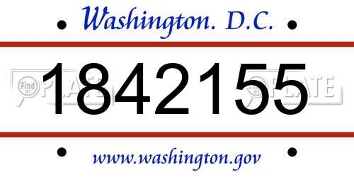 1842155 District Of Columbia License Plate