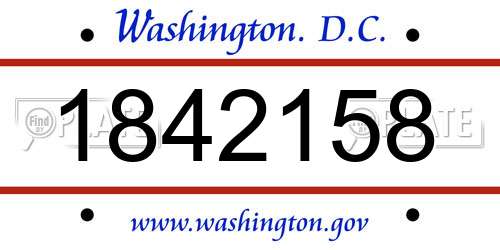 1842158 District Of Columbia License Plate