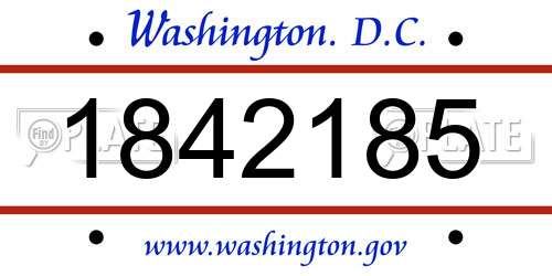 1842185 District Of Columbia License Plate