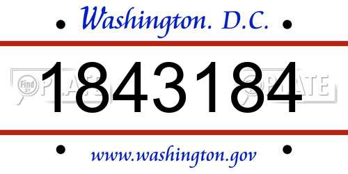 1843184 District Of Columbia License Plate