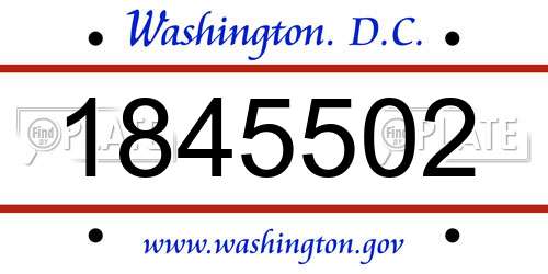 1845502 District Of Columbia License Plate