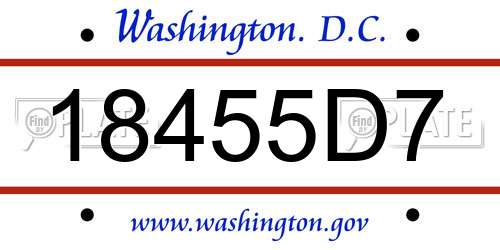 18455D7 District Of Columbia License Plate