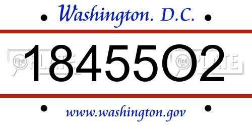 18455O2 District Of Columbia License Plate