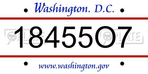 18455O7 District Of Columbia License Plate