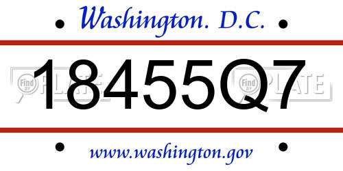 18455Q7 District Of Columbia License Plate
