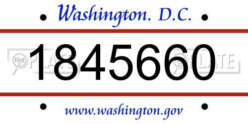 1845660 District Of Columbia License Plate