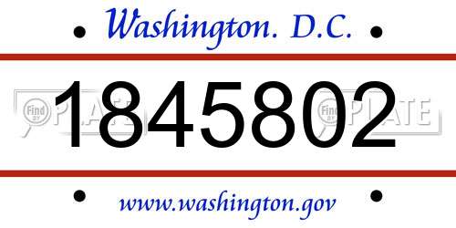 1845802 District Of Columbia License Plate