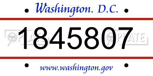 1845807 District Of Columbia License Plate