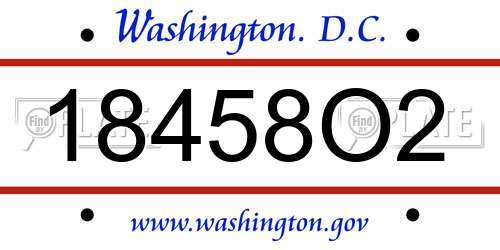 18458O2 District Of Columbia License Plate