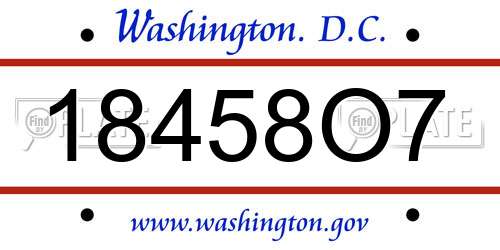 18458O7 District Of Columbia License Plate