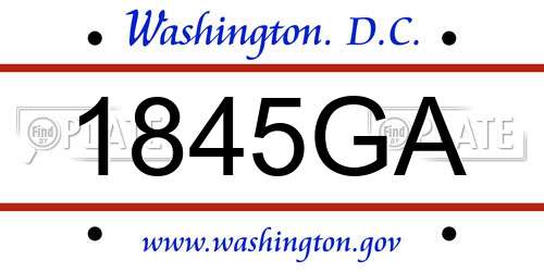 1845GA District Of Columbia License Plate