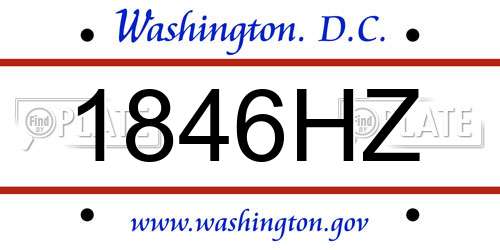 1846HZ District Of Columbia License Plate