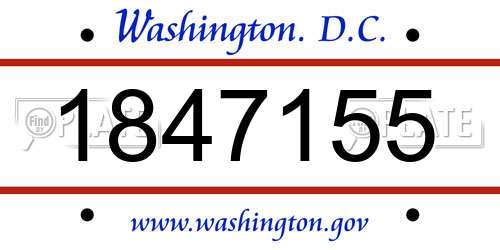 1847155 District Of Columbia License Plate