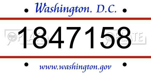 1847158 District Of Columbia License Plate