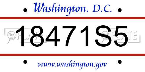 18471S5 District Of Columbia License Plate