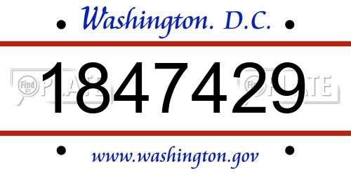 1847429 District Of Columbia License Plate