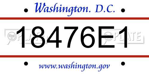 18476E1 District Of Columbia License Plate