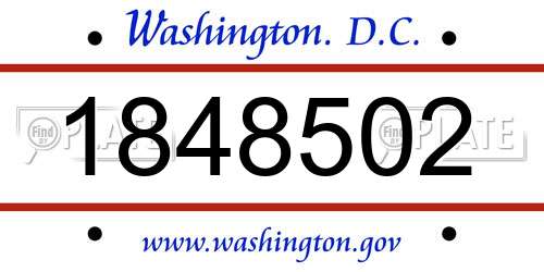 1848502 District Of Columbia License Plate