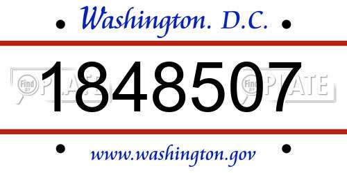 1848507 District Of Columbia License Plate