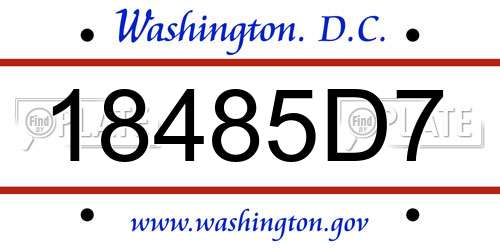 18485D7 District Of Columbia License Plate