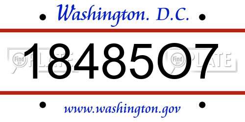 18485O7 District Of Columbia License Plate