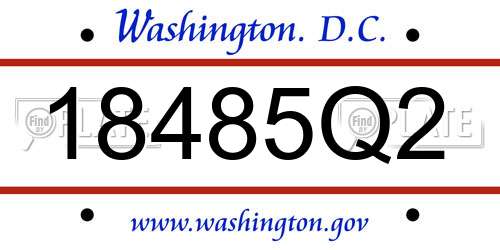 18485Q2 District Of Columbia License Plate