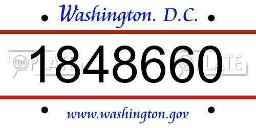 1848660 District Of Columbia License Plate