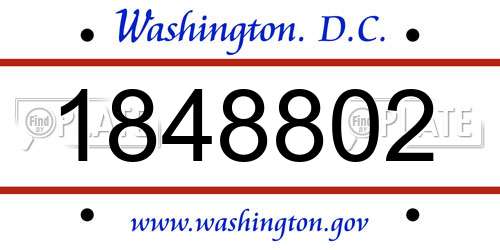 1848802 District Of Columbia License Plate