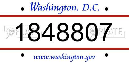 1848807 District Of Columbia License Plate