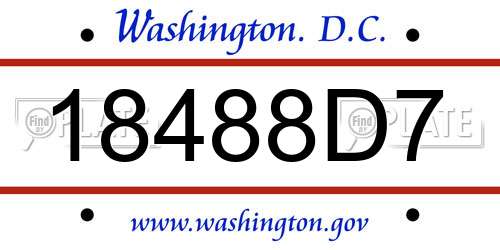 18488D7 District Of Columbia License Plate