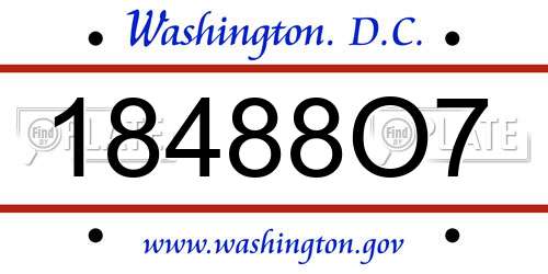 18488O7 District Of Columbia License Plate