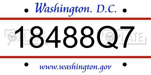18488Q7 District Of Columbia License Plate