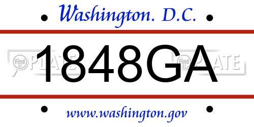 1848GA District Of Columbia License Plate