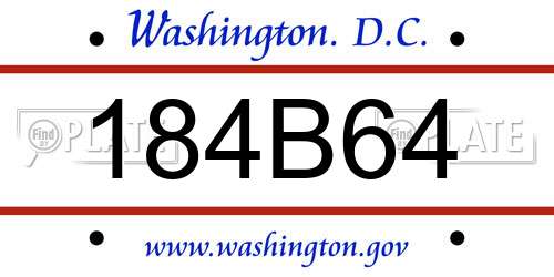 184B64 District Of Columbia License Plate