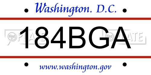 184BGA District Of Columbia License Plate