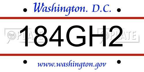 184GH2 District Of Columbia License Plate