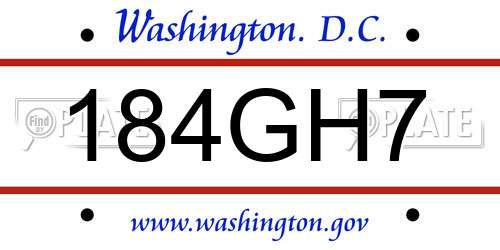 184GH7 District Of Columbia License Plate