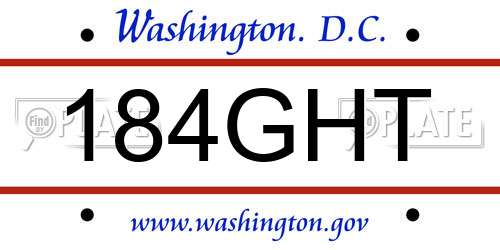 184GHT District Of Columbia License Plate