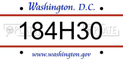 184H30 District Of Columbia License Plate