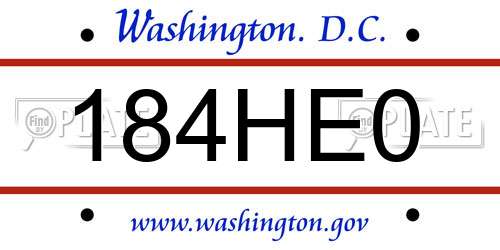 184HE0 District Of Columbia License Plate